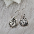 Handmade Ocean-Inspired Textured Puffer Fish Dangle Earrings 925 Sterling Silver
