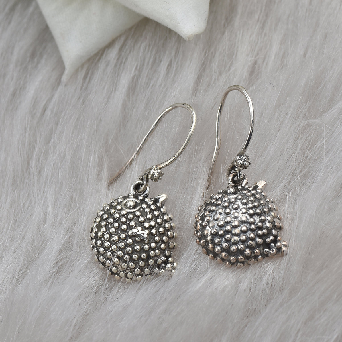 Puffer Fish Dangle Earrings – 925 Sterling Silver
