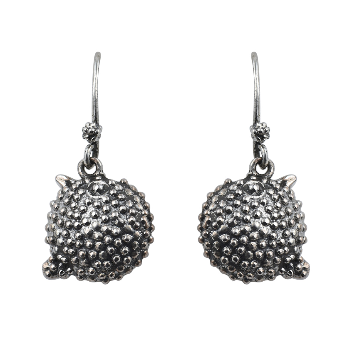Puffer Fish Dangle Earrings – 925 Sterling Silver