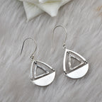 Geometric Triangle Teardrop Dangle Earrings 925 Sterling Silver