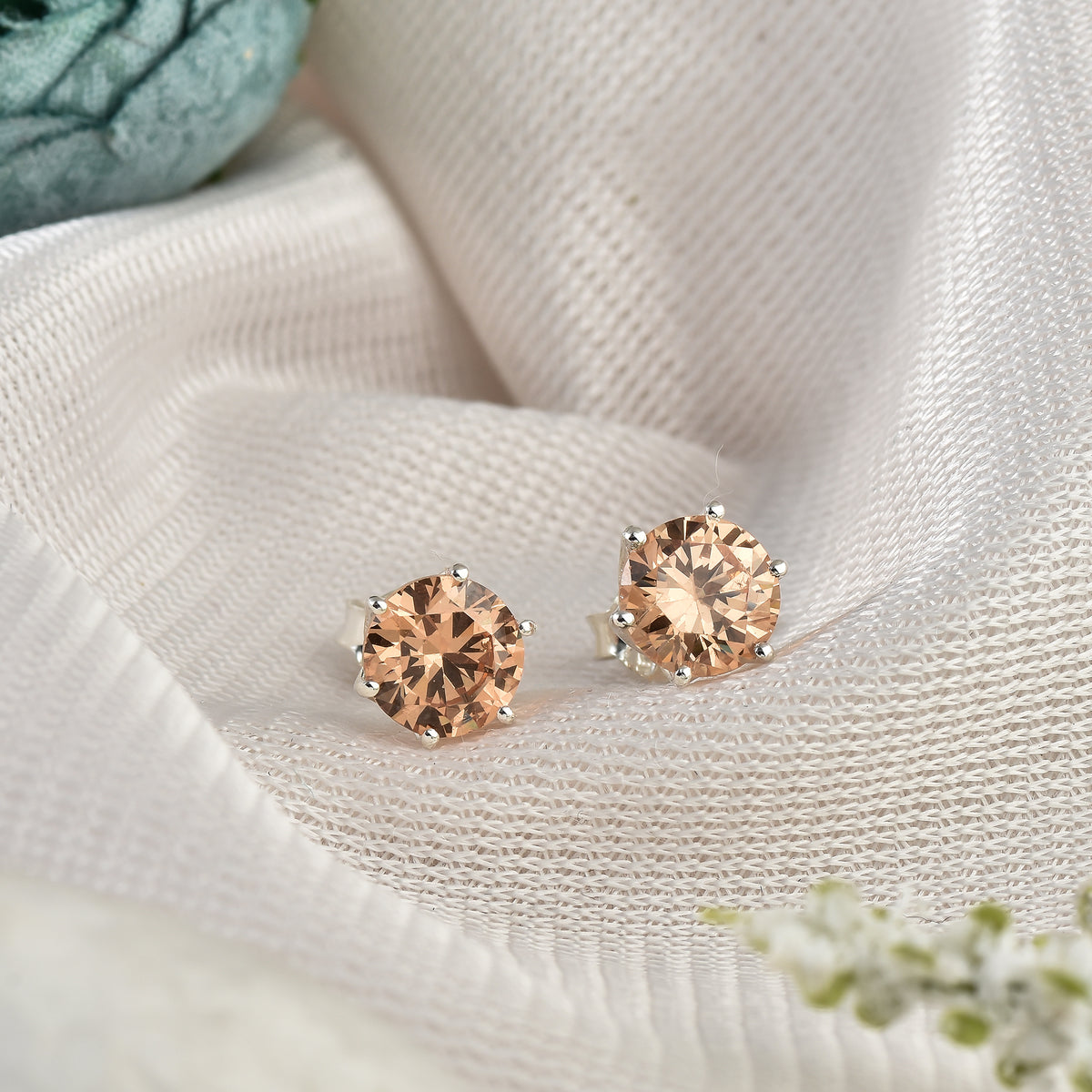 5mm Round Citrine Stud Earrings – 925 Sterling Silver