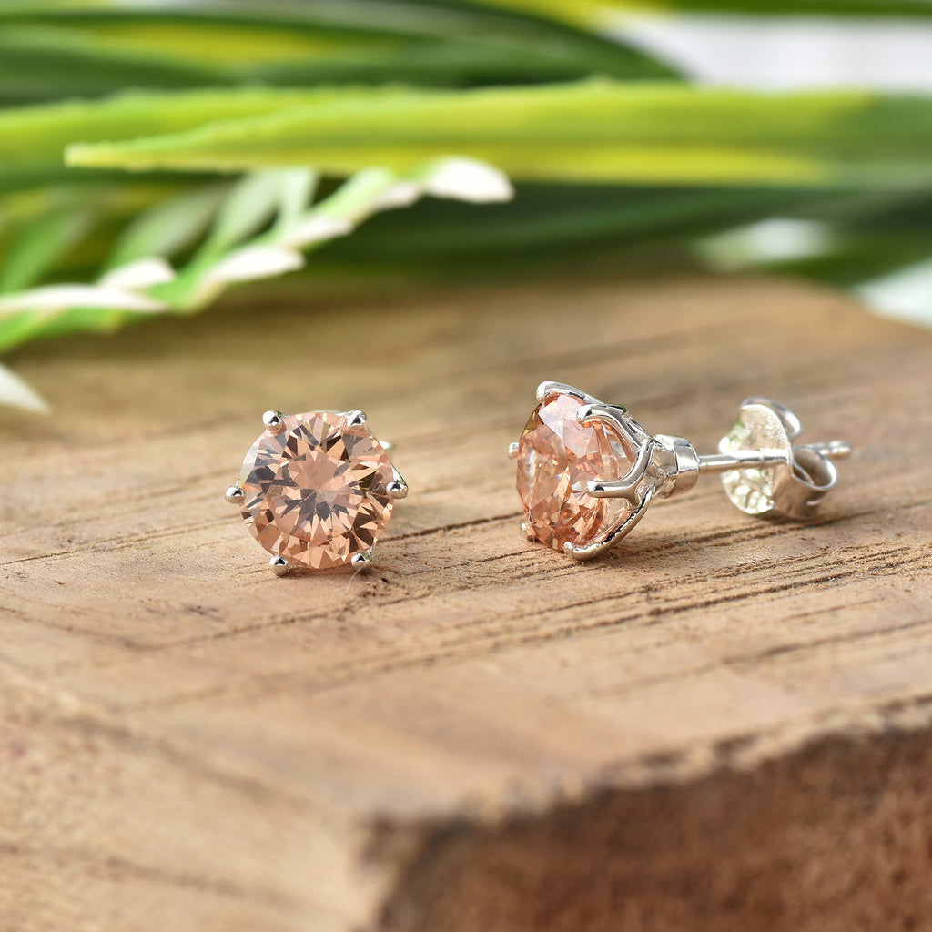 5mm Round Citrine Stud Earrings 925 Sterling Silver