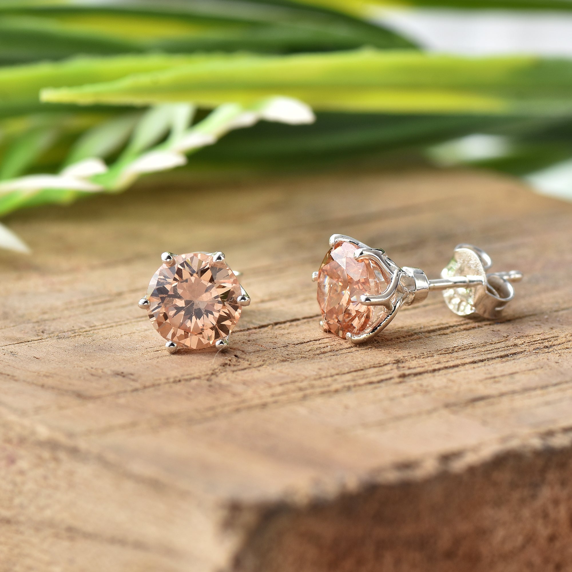 5mm Round Citrine Stud Earrings 925 Sterling Silver