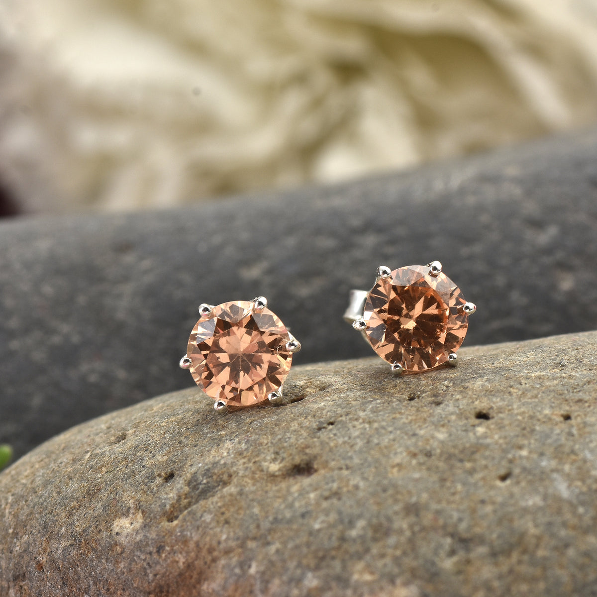 5mm Round Citrine Stud Earrings – 925 Sterling Silver