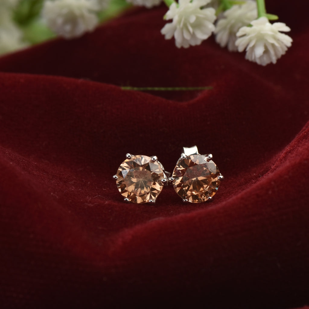 5mm Round Citrine Stud Earrings 925 Sterling Silver