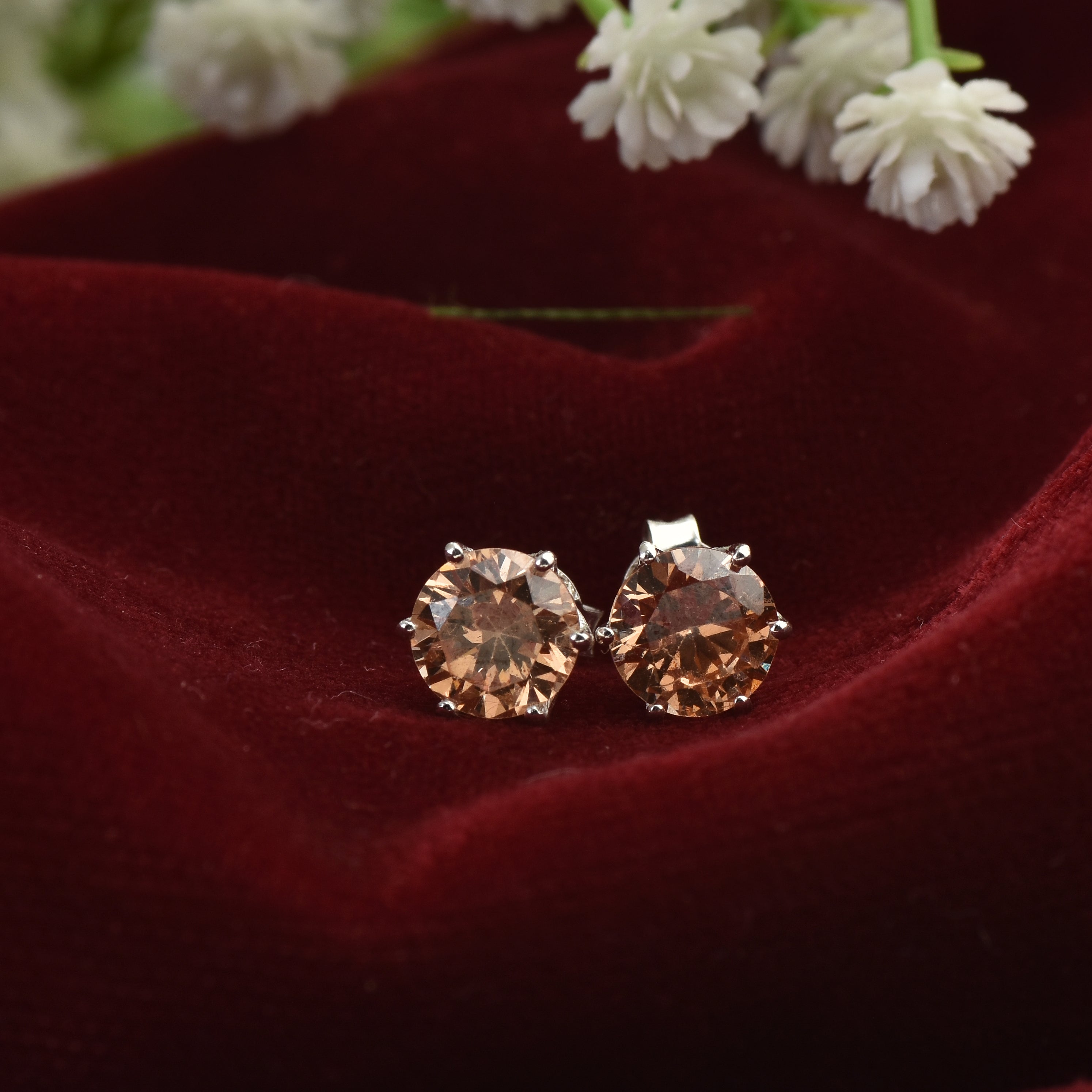 5mm Round Citrine Stud Earrings 925 Sterling Silver