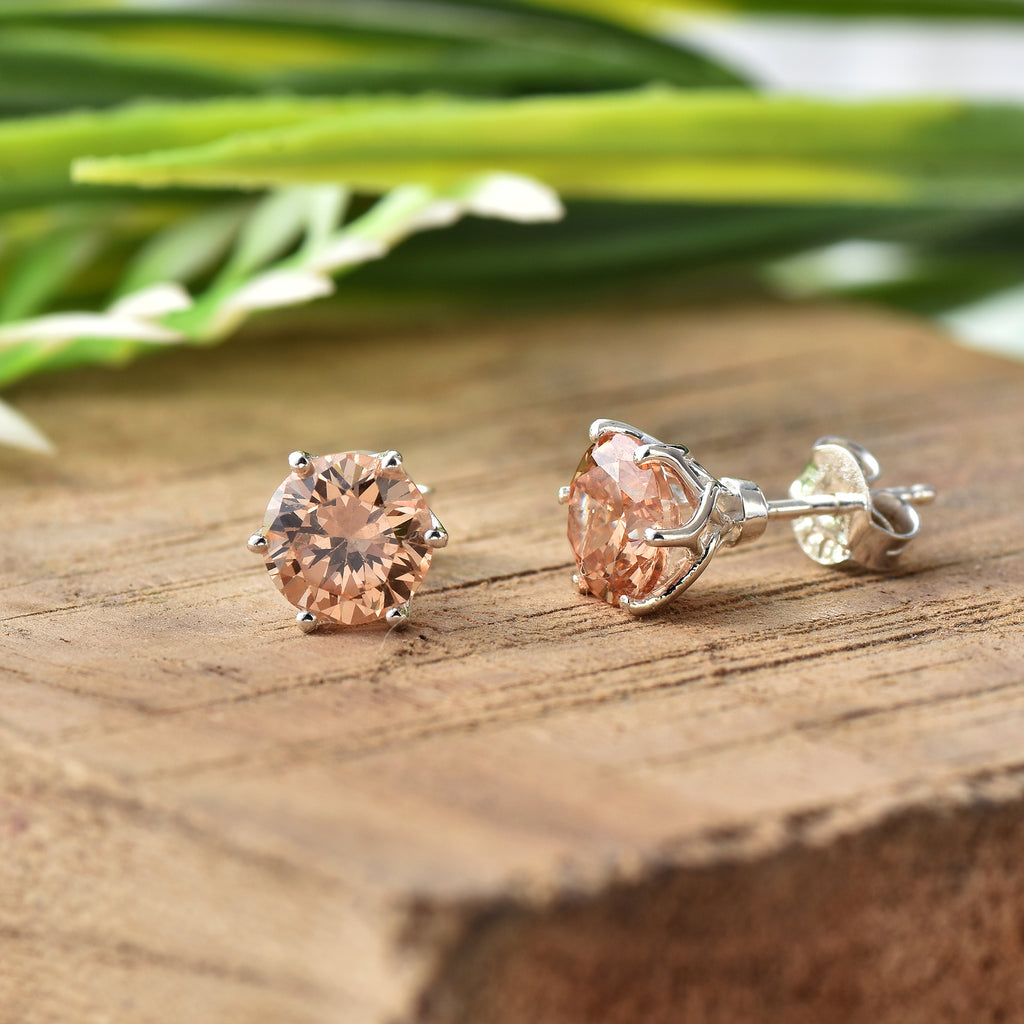 5mm Round Citrine Stud Earrings 925 Sterling Silver