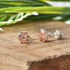 5mm Round Citrine Stud Earrings 925 Sterling Silver