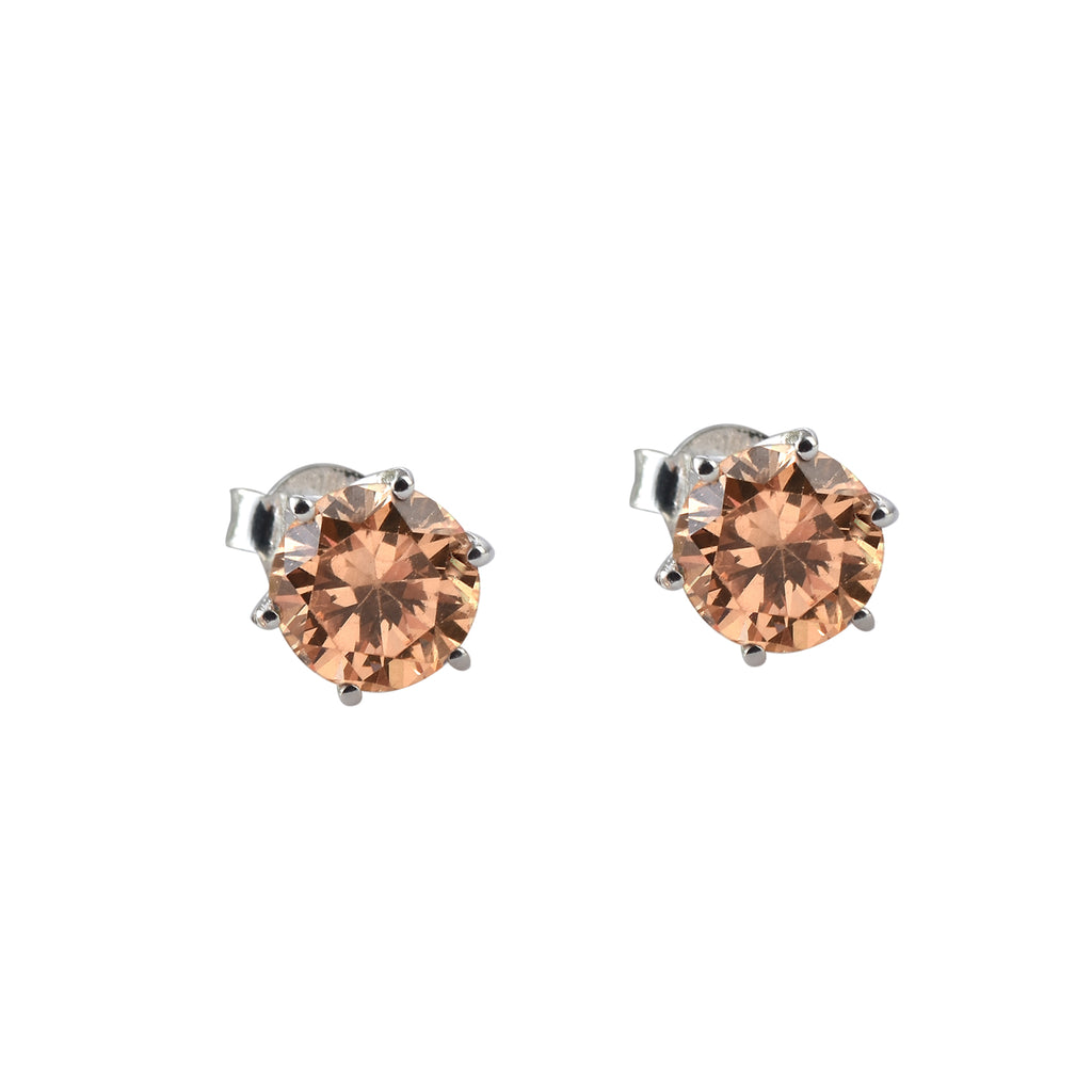 5mm Round Citrine Stud Earrings 925 Sterling Silver