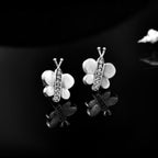 925 Sterling Silver Butterfly Stud Earrings with CZ Accents