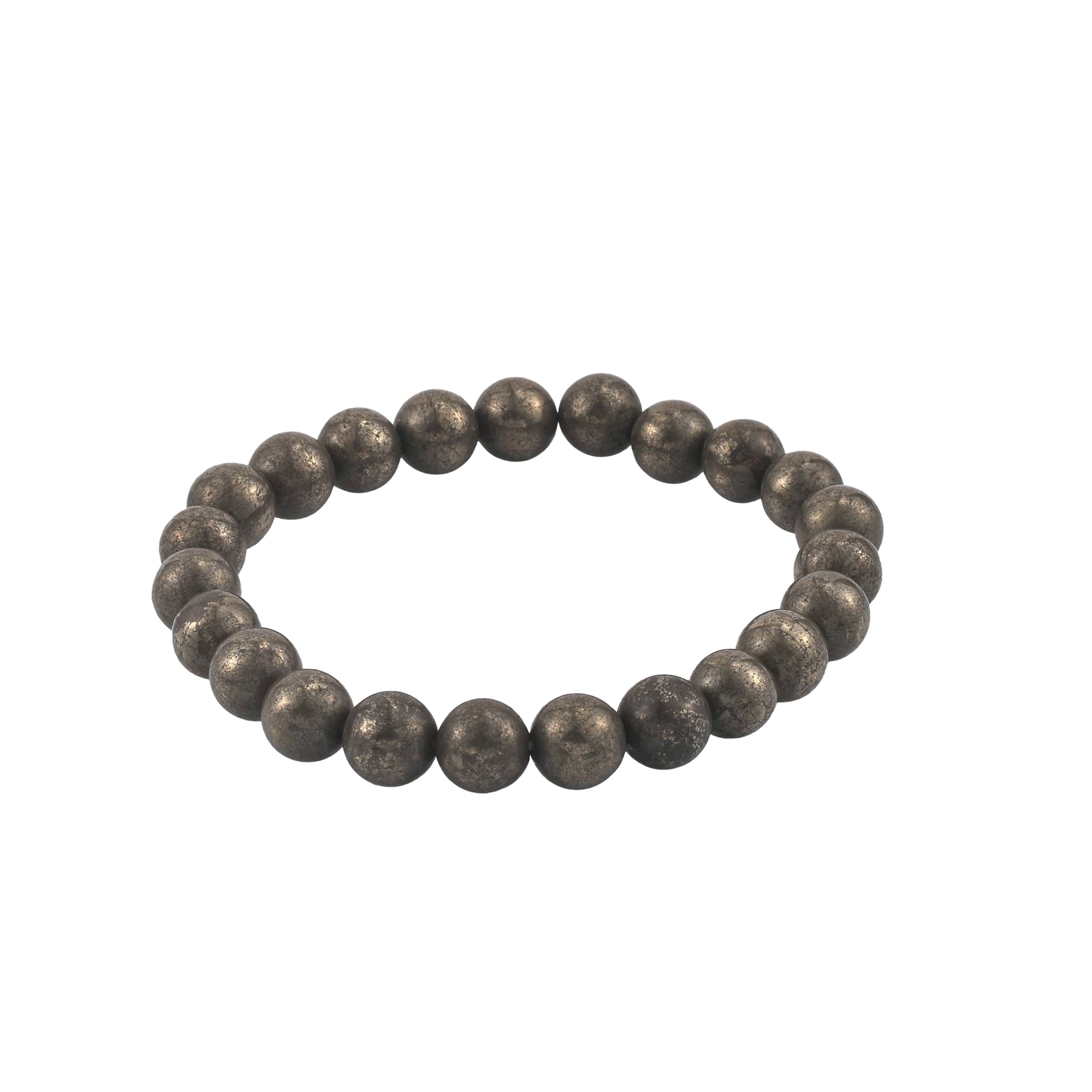 Natural Pyrite Beaded Stretch Bracelet | Raw Metallic Stone Bracelet for Men & Women