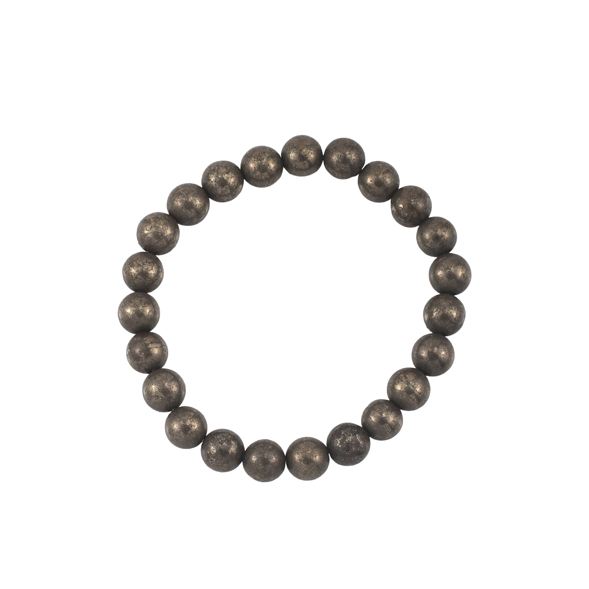Natural Pyrite Beaded Stretch Bracelet | Raw Metallic Stone Bracelet for Men & Women