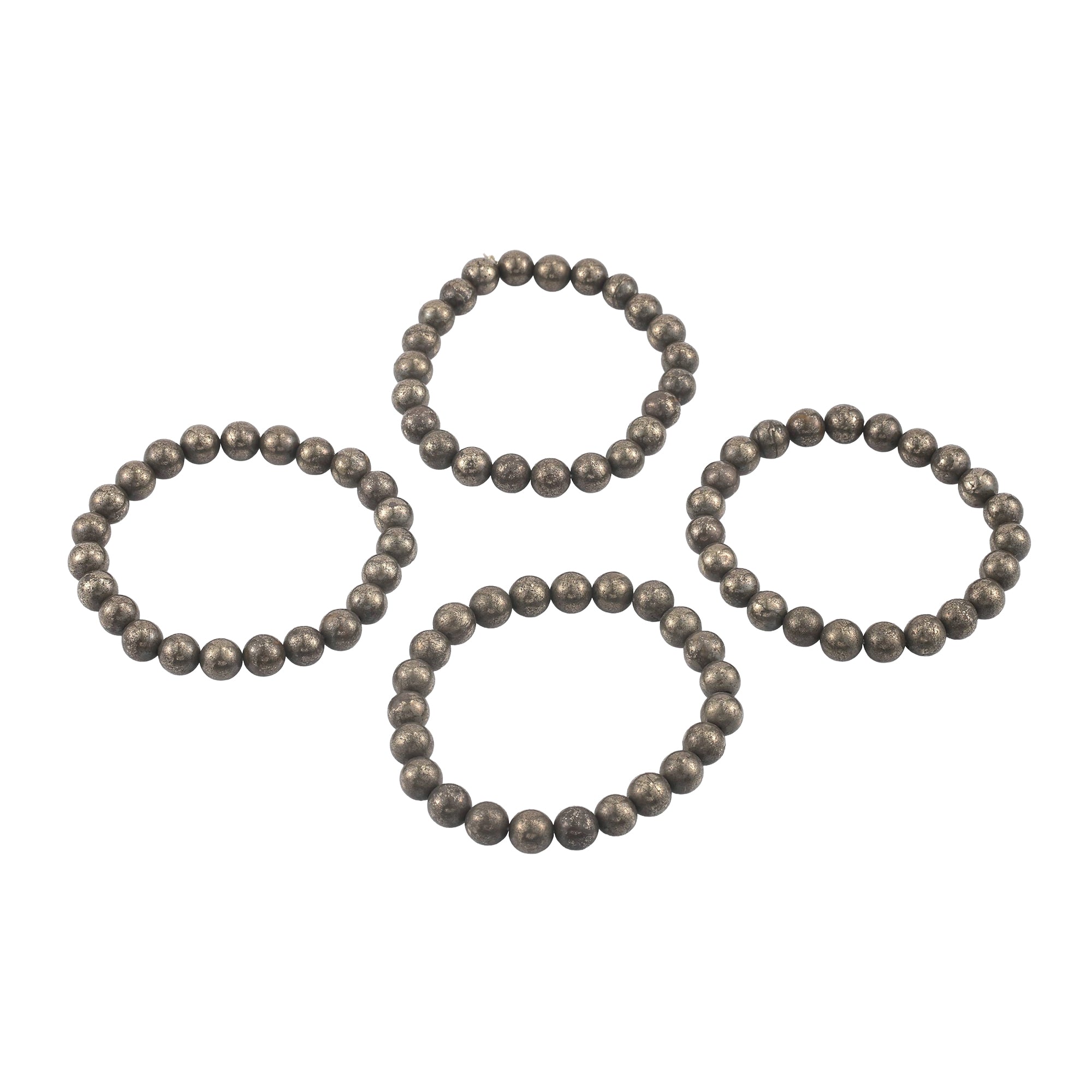 Natural Pyrite Beaded Stretch Bracelet | Raw Metallic Stone Bracelet for Men & Women