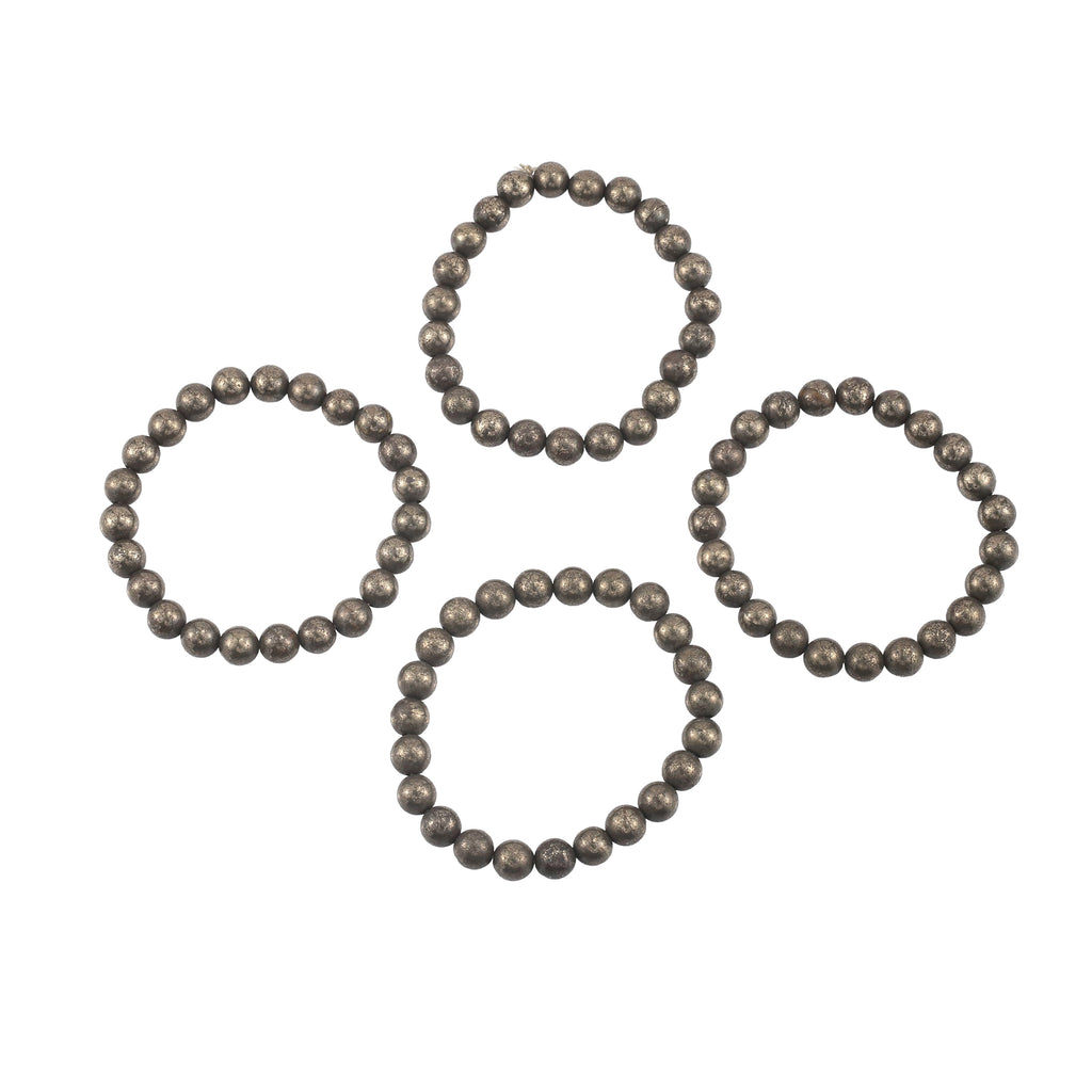 Natural Pyrite Beaded Stretch Bracelet | Raw Metallic Stone Bracelet for Men & Women
