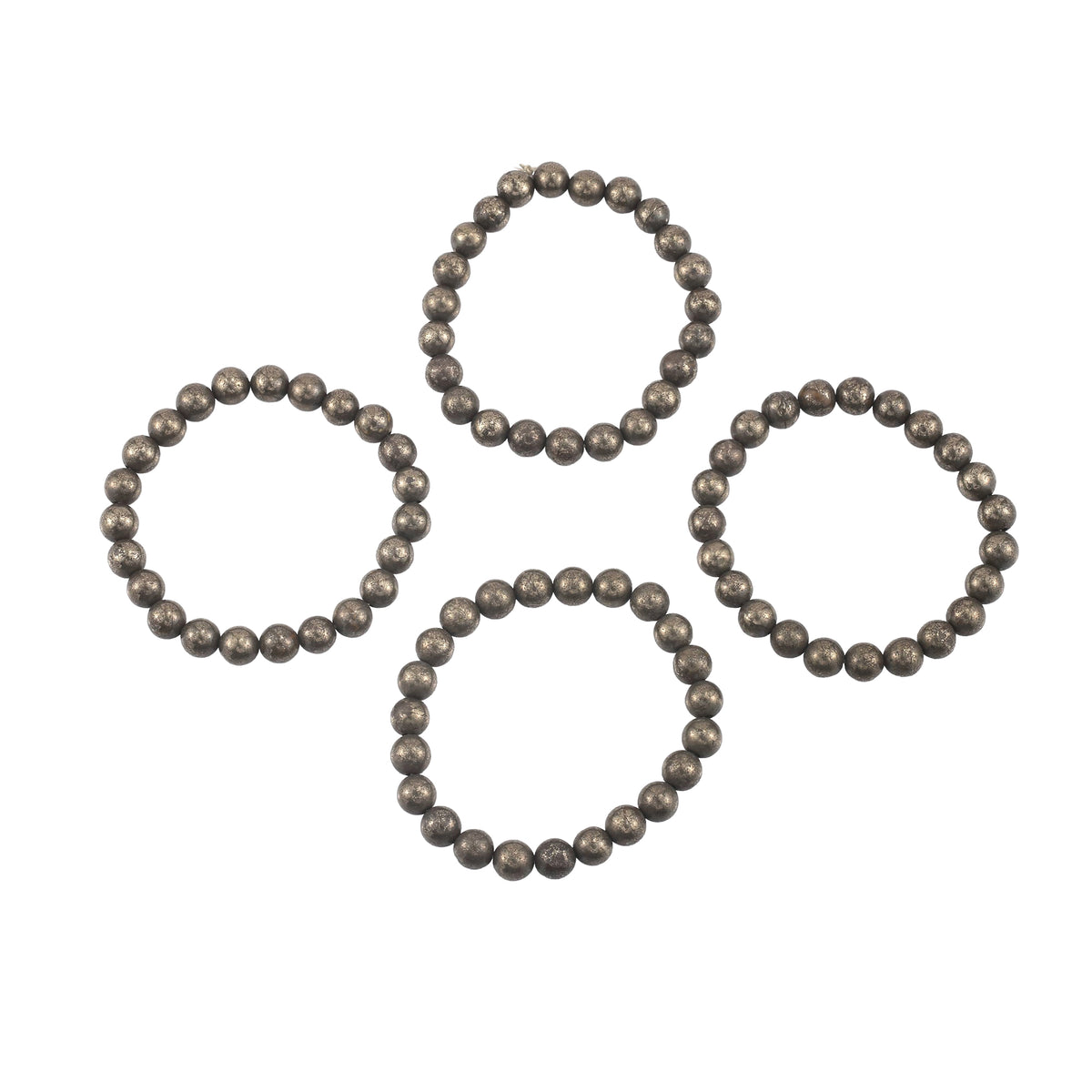 Pyrite Beaded Stretch Demifine Bracelet for Men and Women