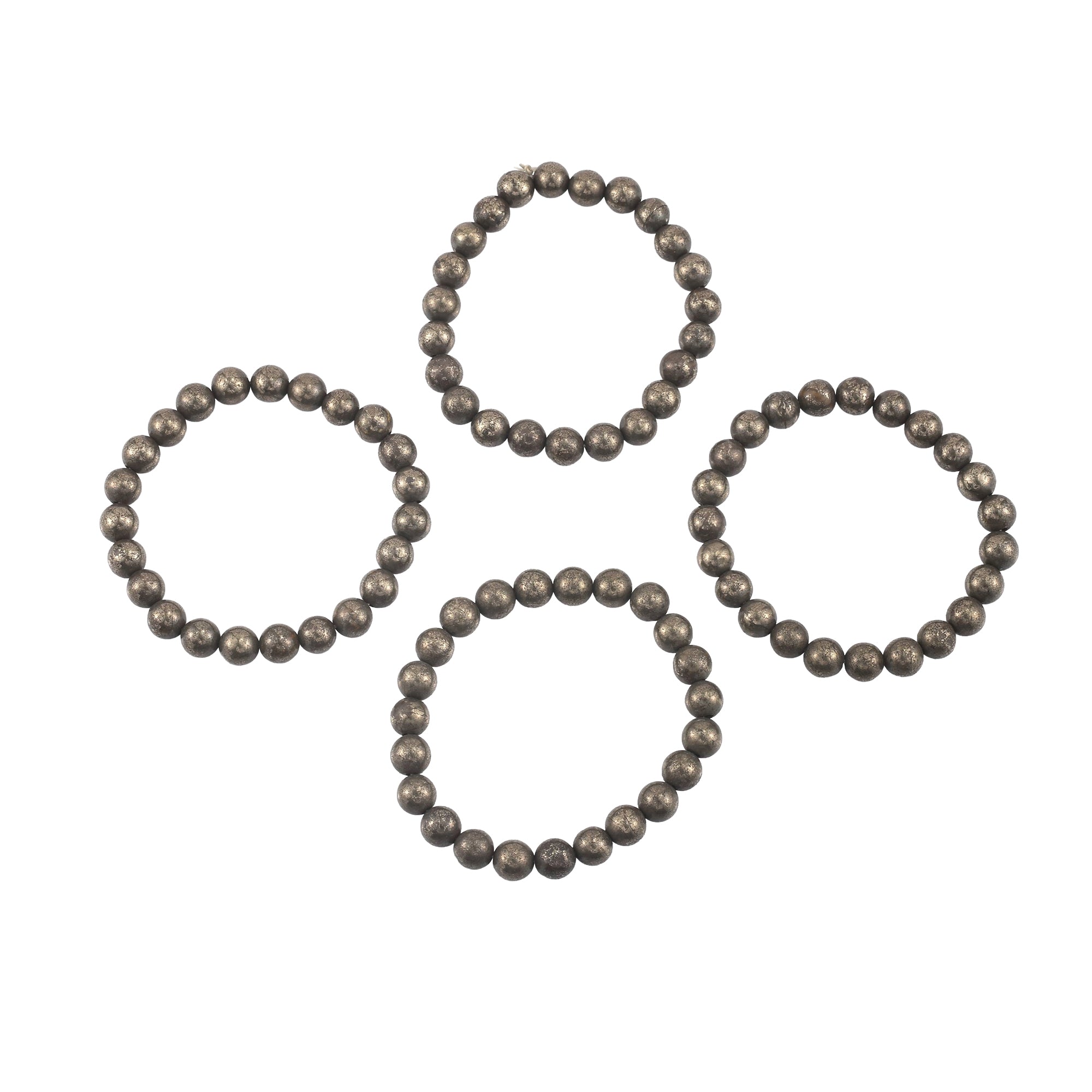 Natural Pyrite Beaded Stretch Bracelet | Raw Metallic Stone Bracelet for Men & Women
