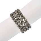 Natural Pyrite Beaded Stretch Bracelet | Raw Metallic Stone Bracelet for Men & Women