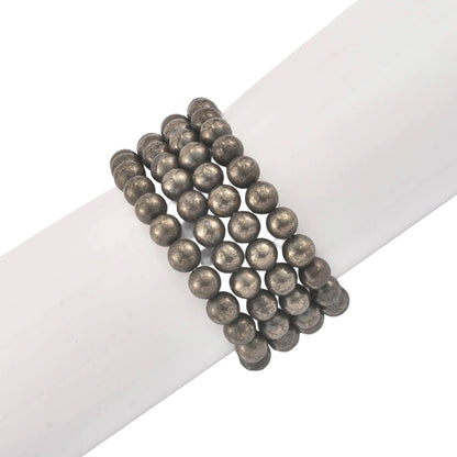 Pyrite Beaded Stretch Demifine Bracelet for Men and Women