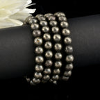 Natural Pyrite Beaded Stretch Bracelet | Raw Metallic Stone Bracelet for Men & Women