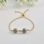 925 Sterling Silver Gold Plated Adjustable Pyrite Slider Bracelet