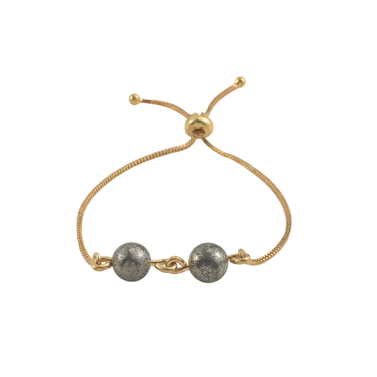 Dual Metallic Bead Slider Demifine  Bracelet