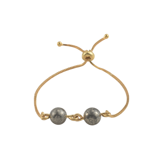 Adjustable Slider Demifine Bracelet with Dual Metallic Beads