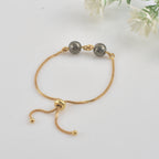 925 Sterling Silver Gold Plated Adjustable Pyrite Slider Bracelet