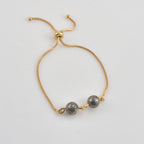 925 Sterling Silver Gold Plated Adjustable Pyrite Slider Bracelet