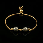 925 Sterling Silver Gold Plated Adjustable Pyrite Slider Bracelet