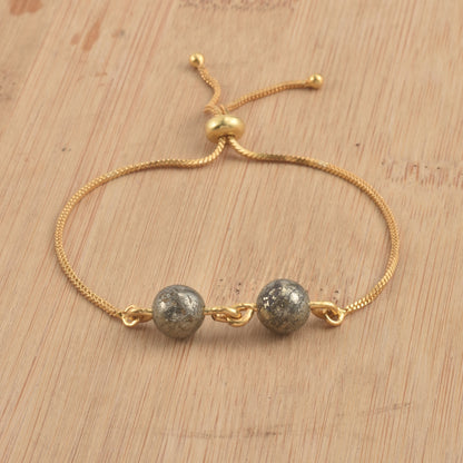 Dual Metallic Bead Slider Demifine  Bracelet