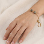 925 Sterling Silver Gold Plated Adjustable Pyrite Slider Bracelet
