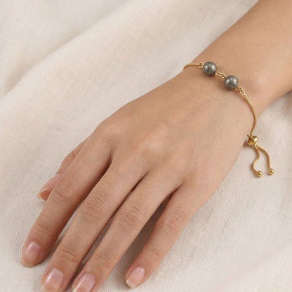 Dual Metallic Bead Slider Demifine  Bracelet