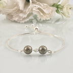 925 Sterling Silver Adjustable Pyrite Slider Bracelet