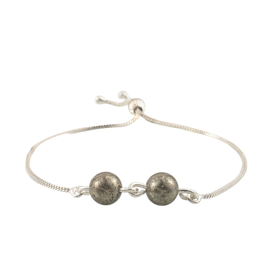 Adjustable Slider Demifine Bracelet with Dual Textured Beads – Silver Finish