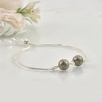 925 Sterling Silver Adjustable Pyrite Slider Bracelet