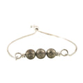 925 Sterling Silver Adjustable Pyrite Bead Slider Bracelet