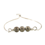 925 Sterling Silver Adjustable Pyrite Bead Slider Bracelet