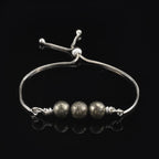 925 Sterling Silver Adjustable Pyrite Bead Slider Bracelet