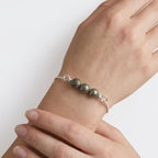 925 Sterling Silver Adjustable Pyrite Bead Slider Bracelet