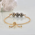 925 Sterling Silver Gold Plated Adjustable Triple Pyrite Gemstone Slider Bracelet