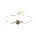 Adjustable Slider Demifine Bracelet with Single Pyrite Bead – Silver Finish