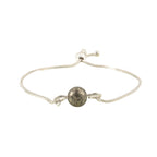 925 Sterling Silver Adjustable Single Pyrite Gemstone Slider Bracelet