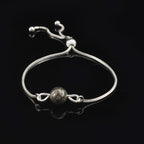 925 Sterling Silver Adjustable Single Pyrite Gemstone Slider Bracelet