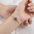 925 Sterling Silver Gold Plated Adjustable Single Pyrite Gemstone Slider Bracelet