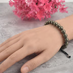 Adjustable Pyrite Gemstone Beaded Macrame Bracelet for Men & Women