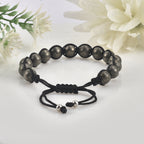 Adjustable Handwoven Pyrite Beaded Shamballa Bracelet for Men & Women