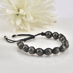 Adjustable Handwoven Pyrite Beaded Shamballa Bracelet for Men & Women