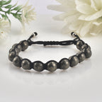 Adjustable Handwoven Pyrite Beaded Shamballa Bracelet for Men & Women