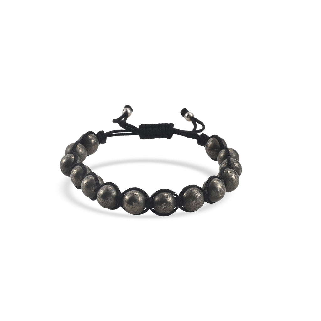 Adjustable Handwoven Pyrite Beaded Shamballa Bracelet for Men & Women