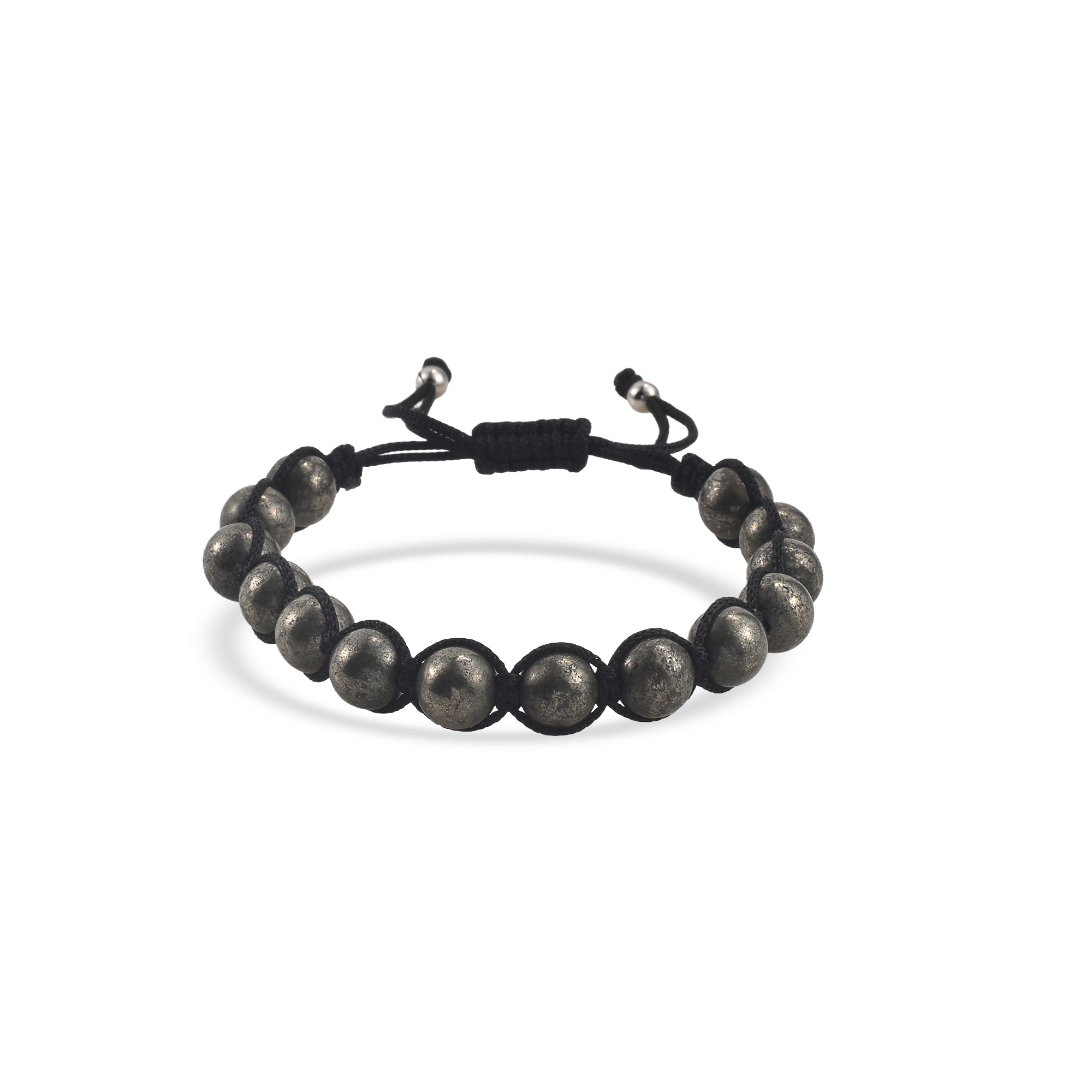 Adjustable Handwoven Pyrite Beaded Shamballa Bracelet for Men & Women